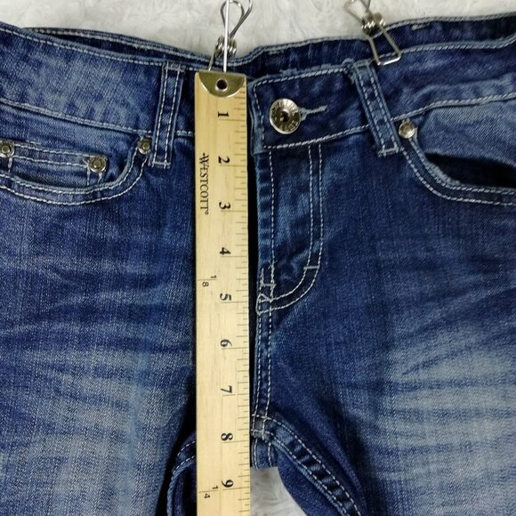 Cowgirl Tuff Co Womens Jeans Slim Boot Cut Blue Denim Stone Wash Rhinestone 26 - Picture 4 of 14